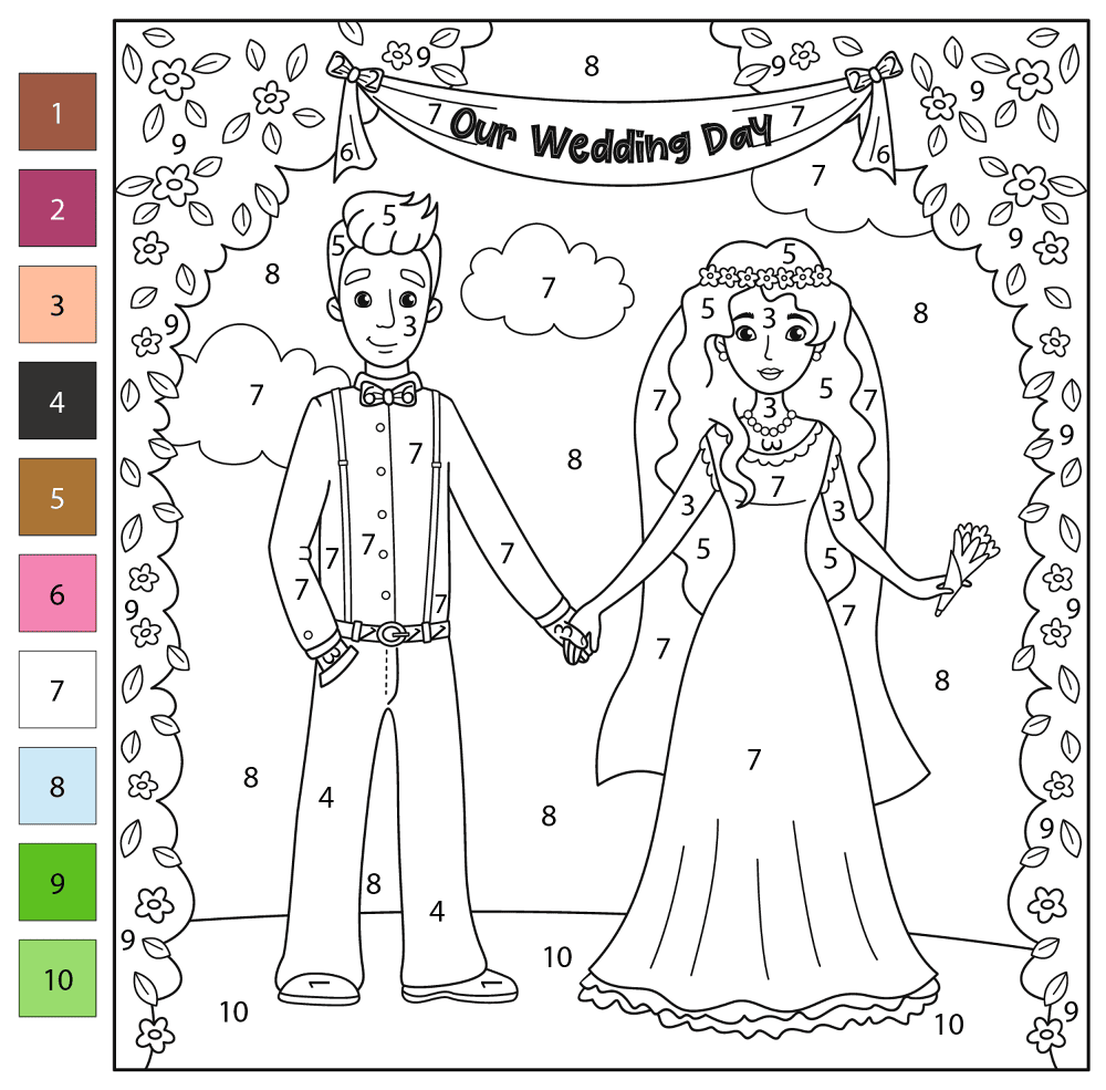 Wedding Color By Number Coloring Page Md Coloring Page — Free Printable — free printable coloring page